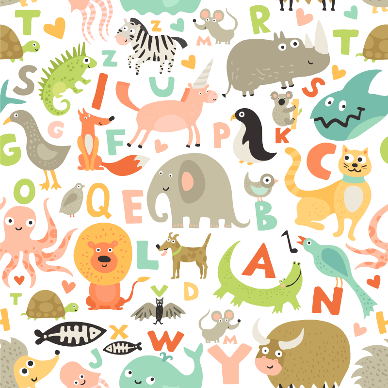 Alphabet Creatures alphabet vinyl rug - TenStickers