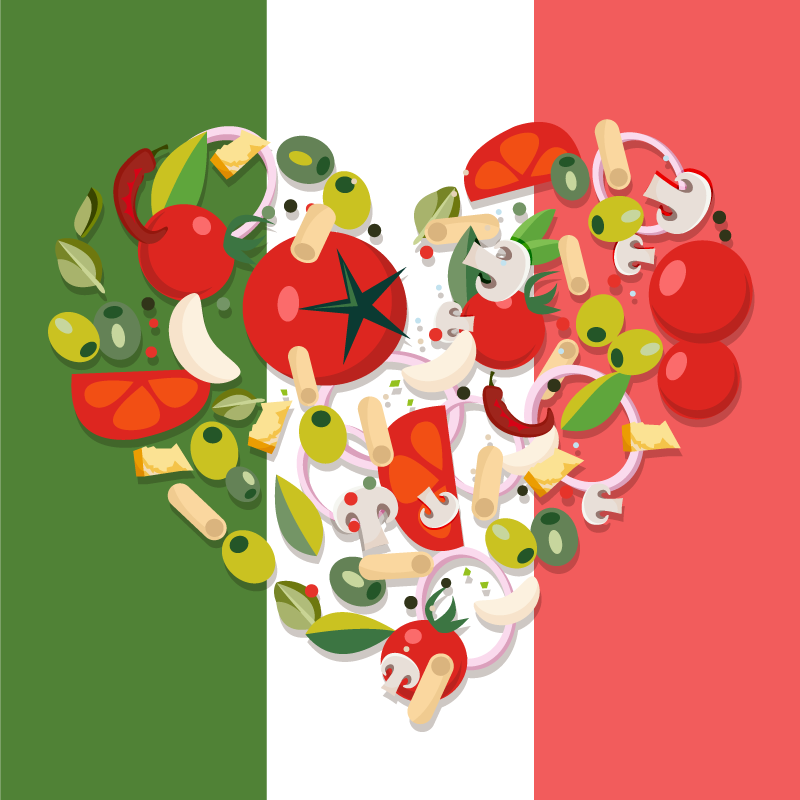 Italy Food Flag world map rug - TenStickers