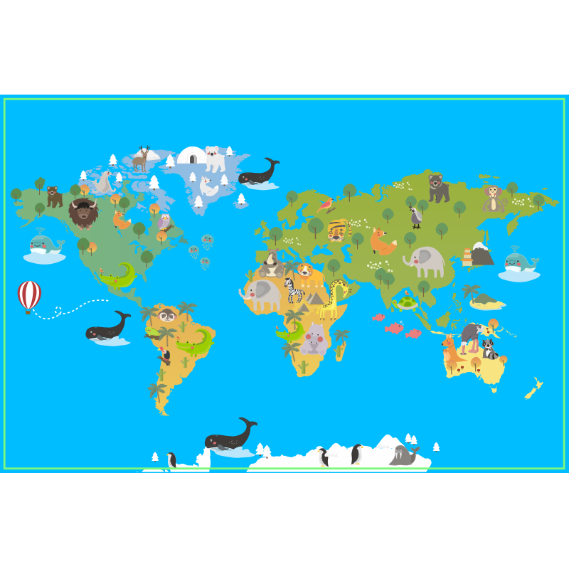 Educational World world map vinyl rug - TenStickers