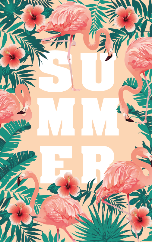 Summer Flamingo Theme event vinyl rug - TenStickers
