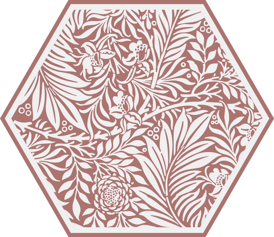 Floral Symmetry Hexagon floral vinyl rug - TenStickers
