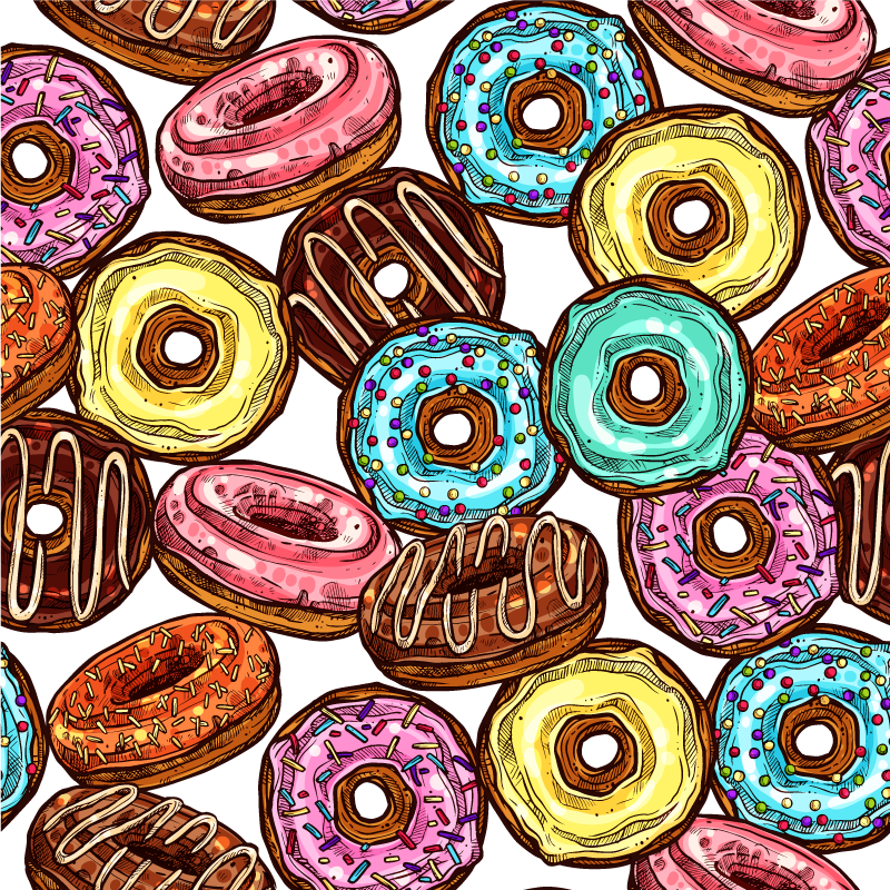 Colorful Donut Collection kids vinyl rug - TenStickers