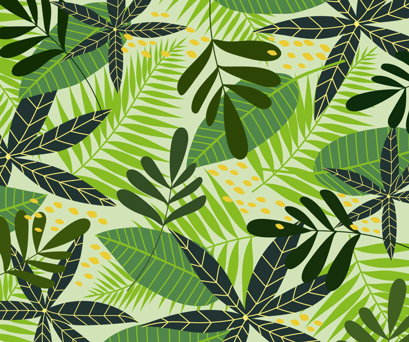 Tropical Leafy Botanical floral vinyl rug - TenStickers