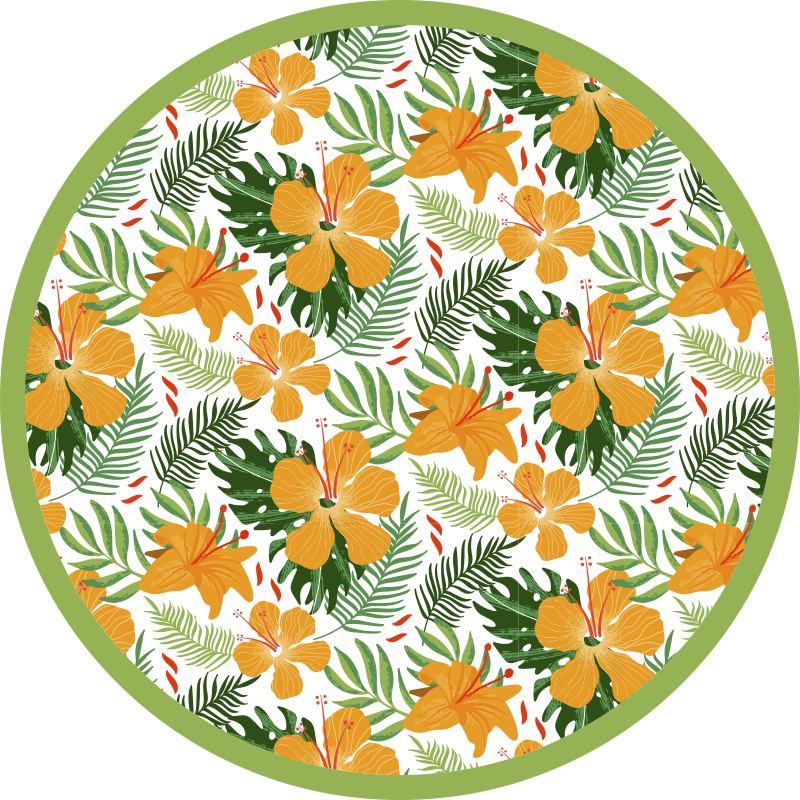 Tropical Floral Harmony floral vinyl rug - TenStickers
