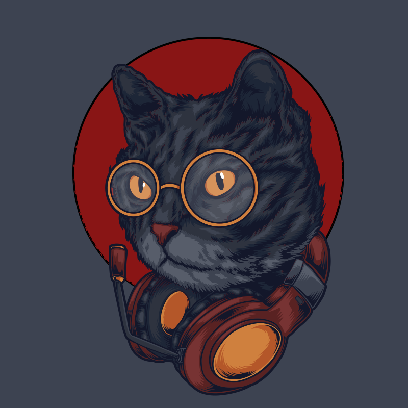 cat music illustration animal rug - TenStickers