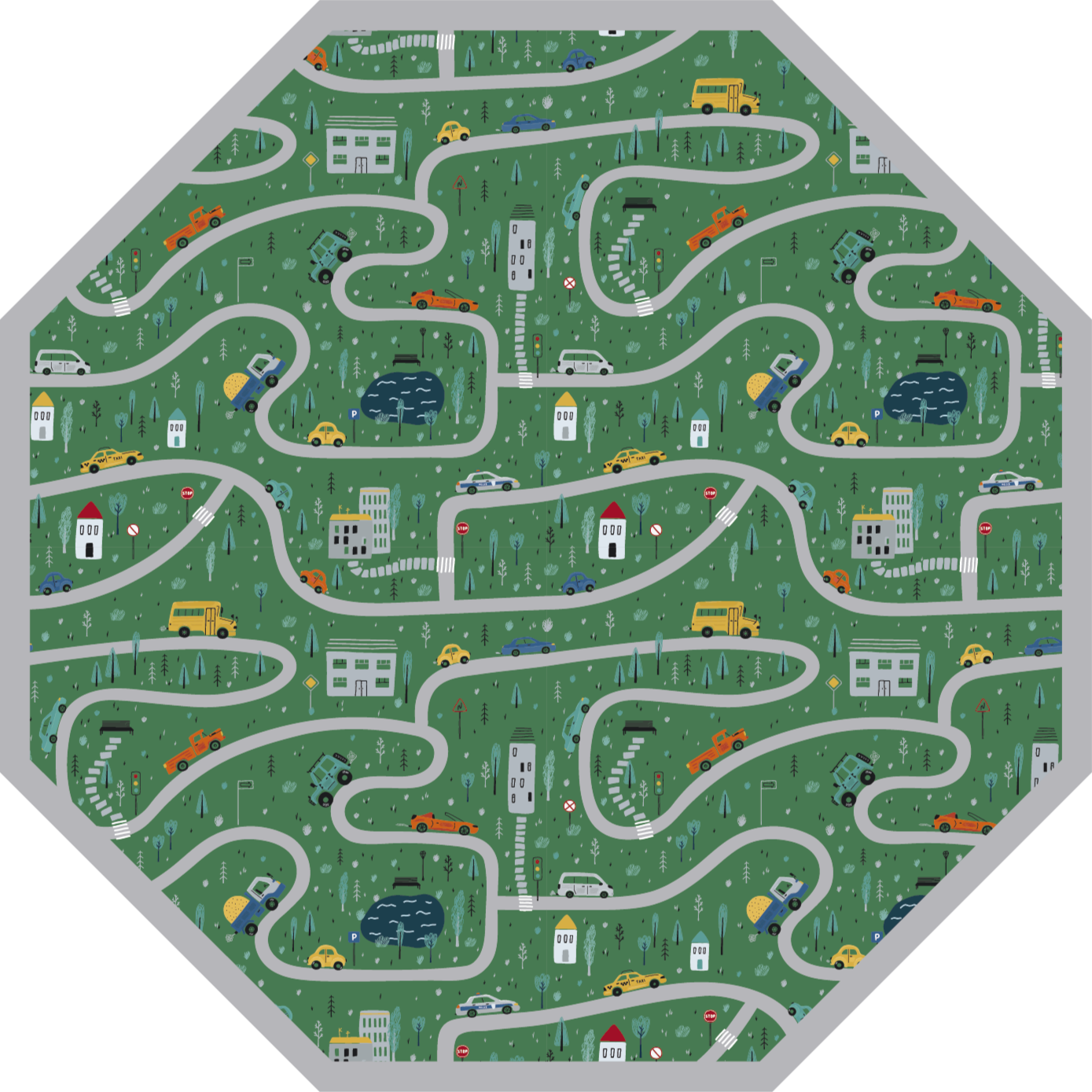 Playful Roadways road vinyl rug - TenStickers