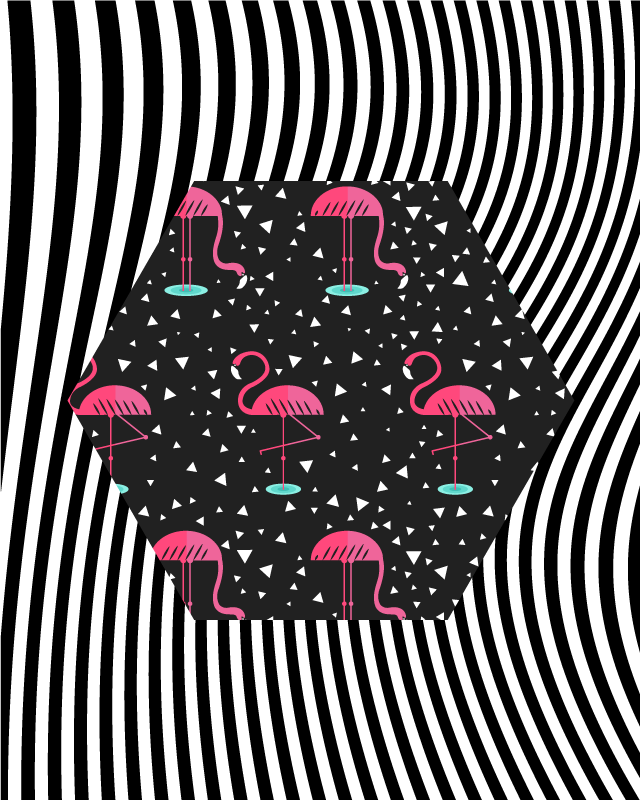 Flamingo Striped Hexagon animal vinyl rug - TenStickers