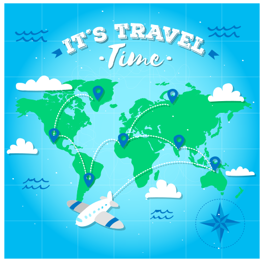 World Map Exploration world map vinyl rug - TenStickers