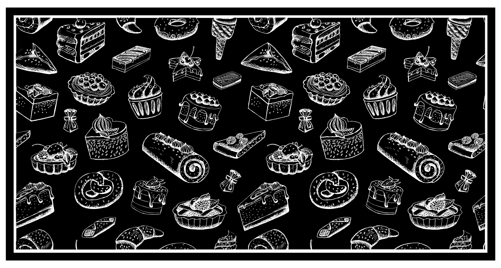 Sweet pastries pattern kitchen floor tiles - TenStickers