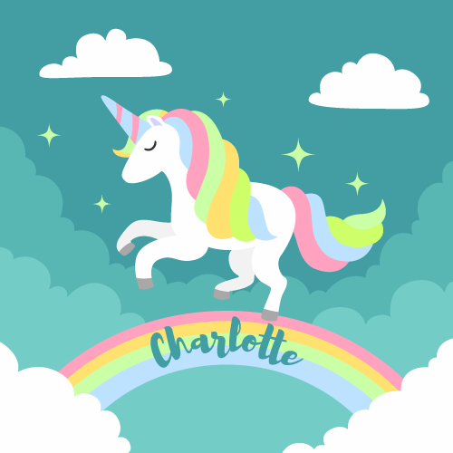 Personalized Rainbow Unicorn nursery vinyl rug - TenStickers
