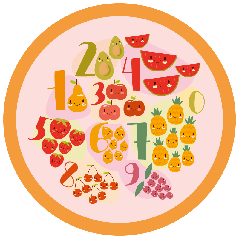 Fruity Counting Circle game vinyl rug - TenStickers