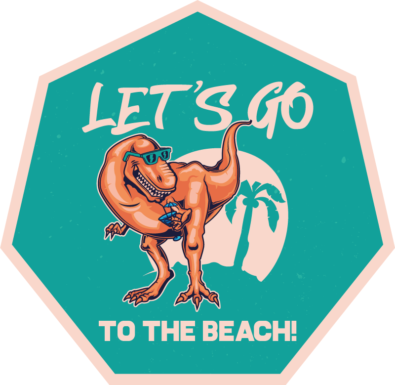 Beach Dinosaur Fun animal vinyl rug - TenStickers