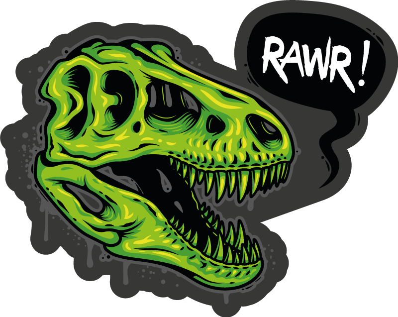 dinosaur head illustration with text - TenStickers