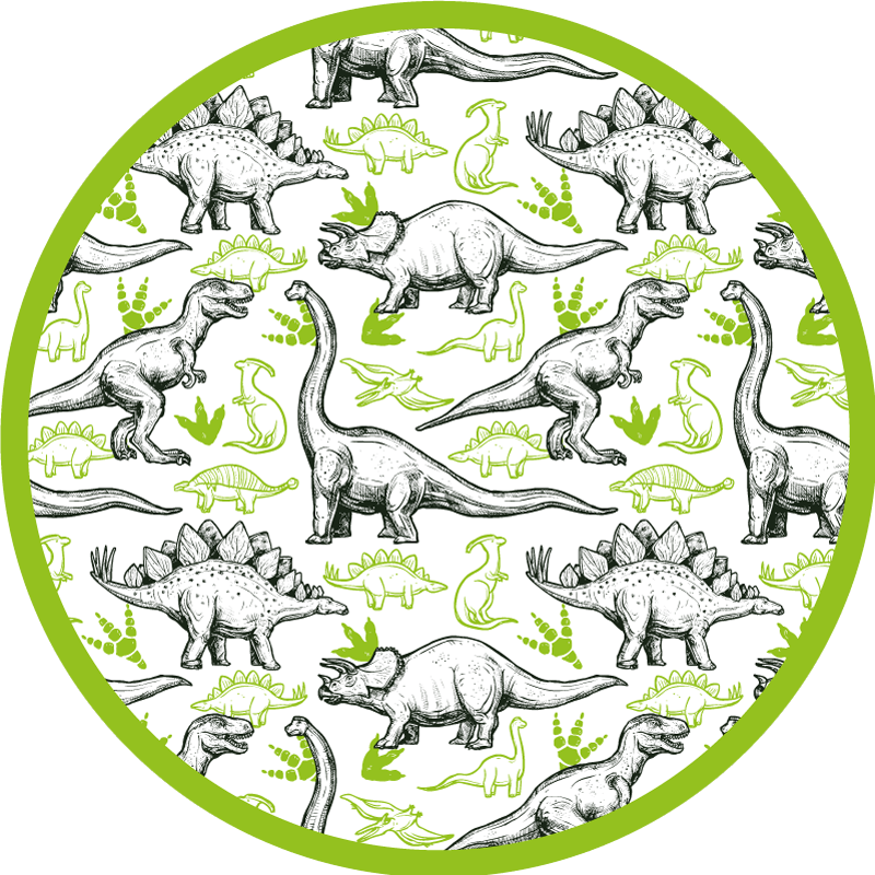 Dinosaur Themed Circle kids vinyl rug - TenStickers