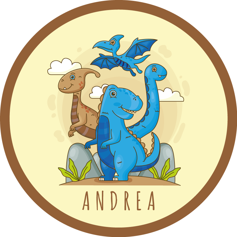 Dinosaur Circle Composition custom vinyl rug - TenStickers