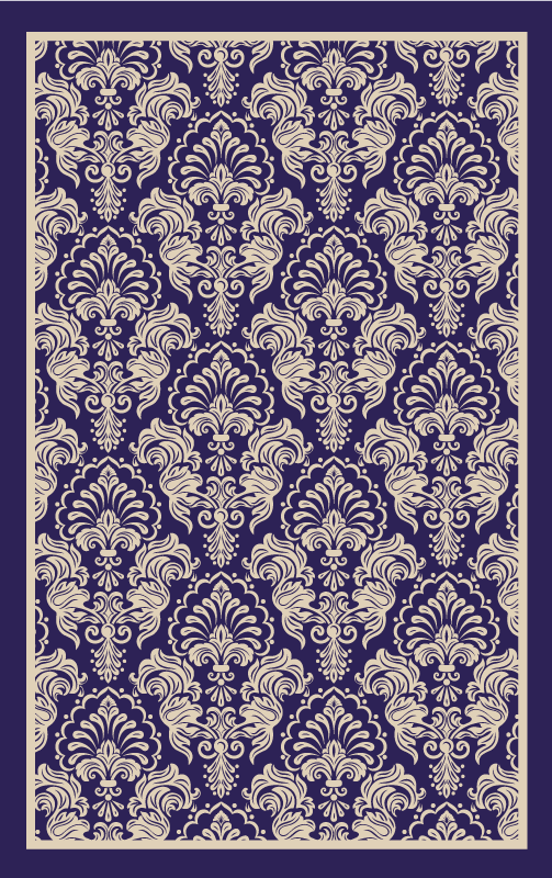Sophisticated Damask Motif tile vinyl rug - TenStickers