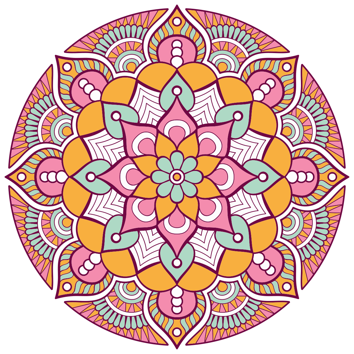Pink feather mandala vinyl rug - TenStickers