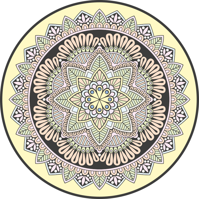 Multicoloured Mandala mosaic floor tiles - TenStickers