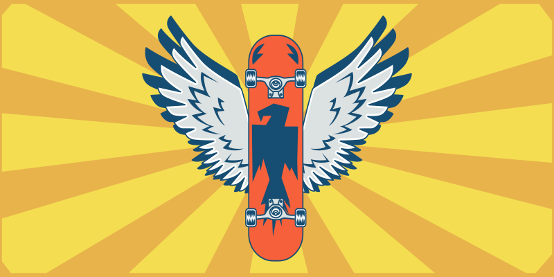 Skateboard Wings Decor kids vinyl rug - TenStickers