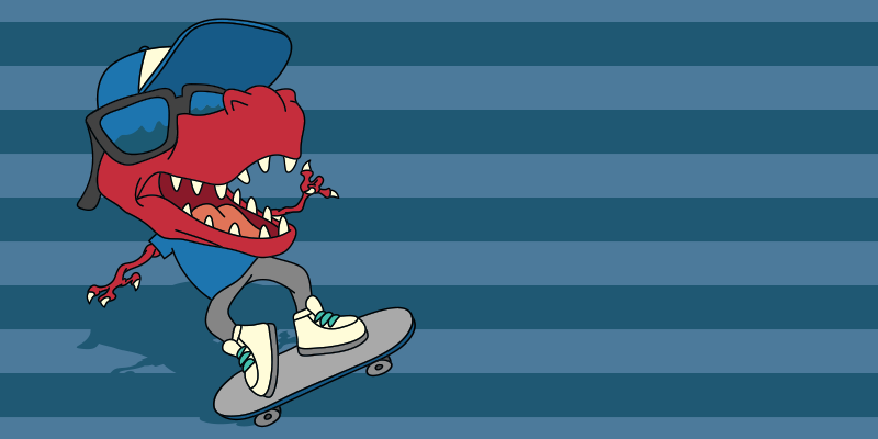 Skateboarding Dinosaur kids vinyl rug - TenStickers