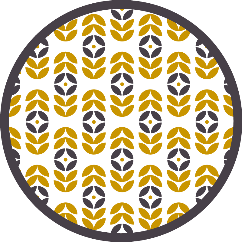 Stylish Leaf Pattern circular vinyl rug - TenStickers