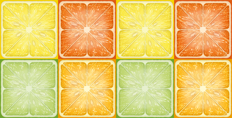 Citrus Slice Collage kitchen vinyl rug - TenStickers