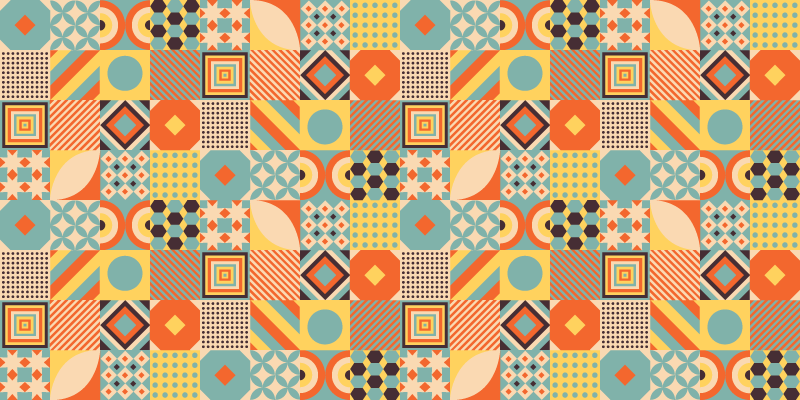 Lively tile design geometric vinyl rug - TenStickers