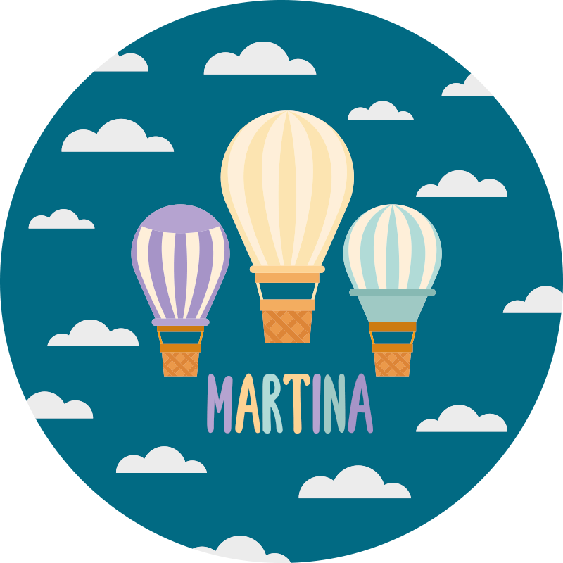 Air balloons with name kids vinyl rug - TenStickers