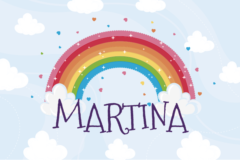 Rainbow clouds with name personalised mat - TenStickers