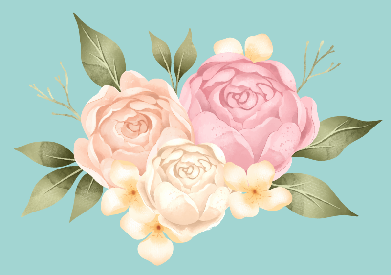 Peony realistic flower head floral rug - TenStickers