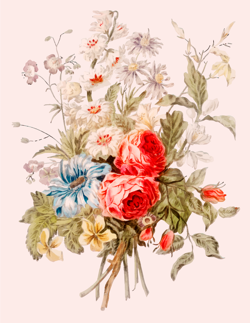 Elegant Flower Composition floral vinyl rug - TenStickers