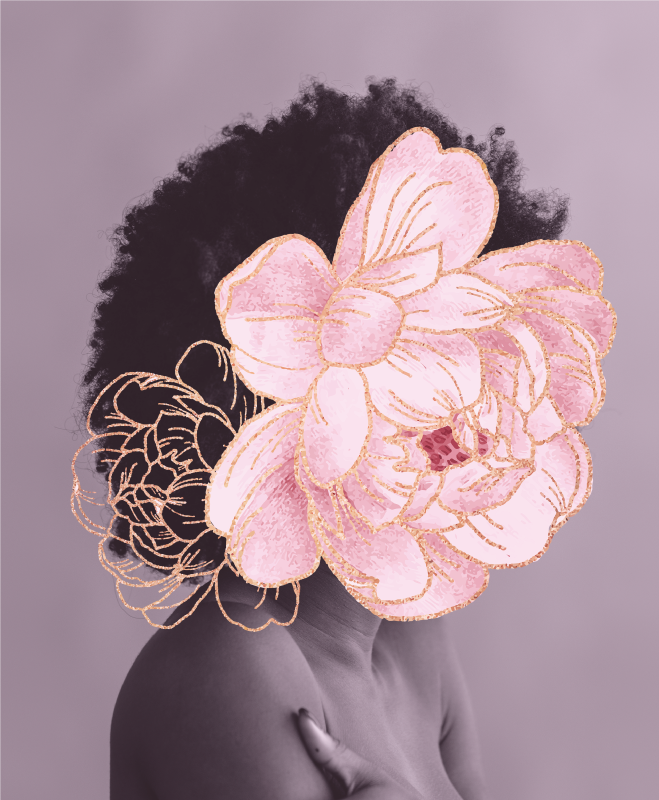 Graceful botanical silhouette living room vinyl rug - TenStickers