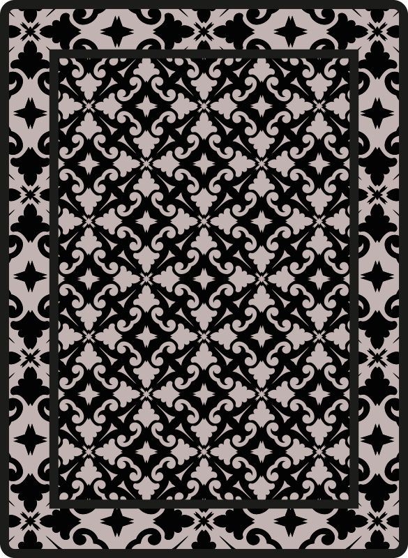 Elegant black pattern kitchen vinyl rug - TenStickers