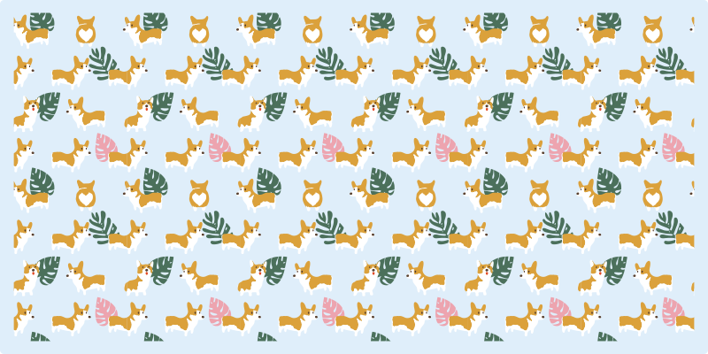 Monstera and dogs animal vinyl rug - TenStickers