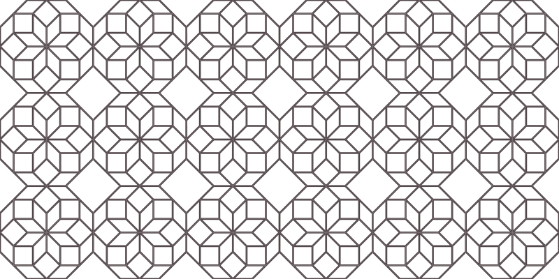 Black and white octagons geometric vinyl rug - TenStickers