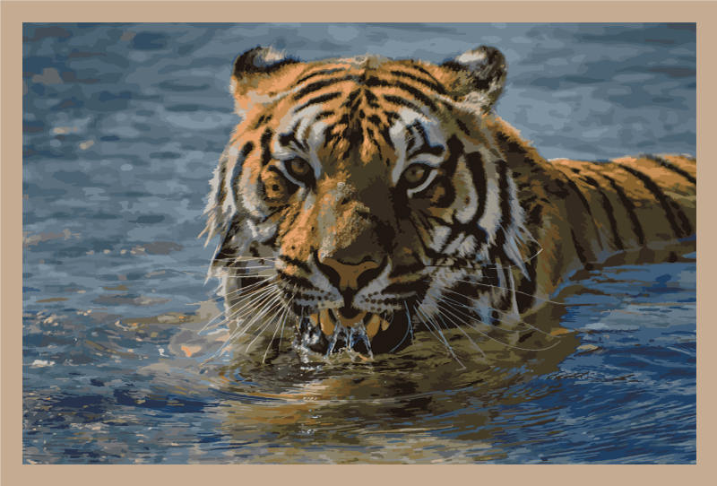 Tiger in the water animal vinyl rug - TenStickers