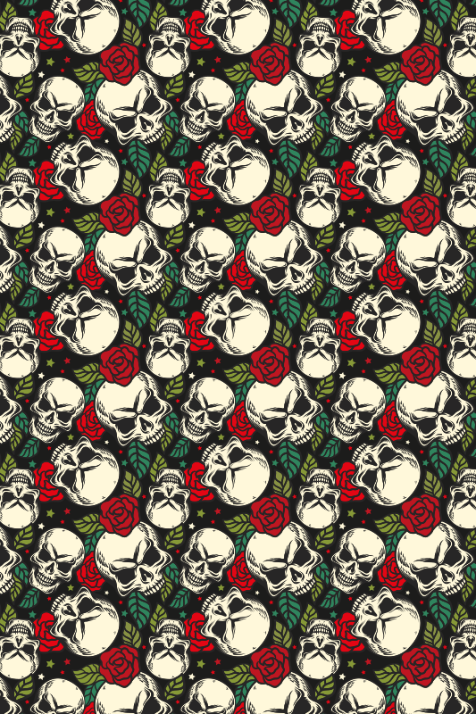 Skulls and roses teen vinyl rug - TenStickers