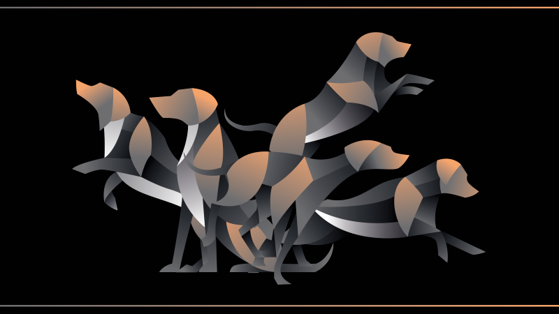 Stylised dog figures animal vinyl rug - TenStickers