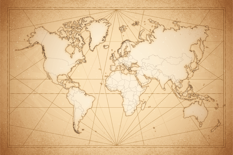 Antique beige design world map vinyl rug - TenStickers