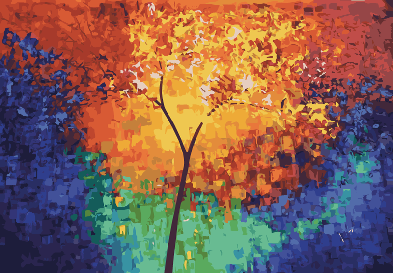 Colorful Tree Burst nature vinyl rug - TenStickers