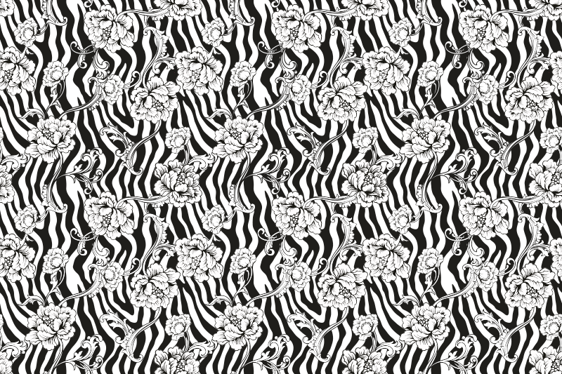 Floral Zebra Pattern animal print vinyl rug - TenStickers