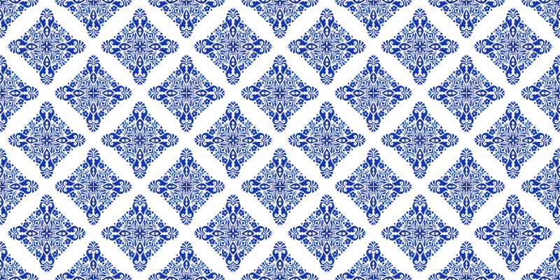 Patterned Blue tile vinyl rug - TenStickers