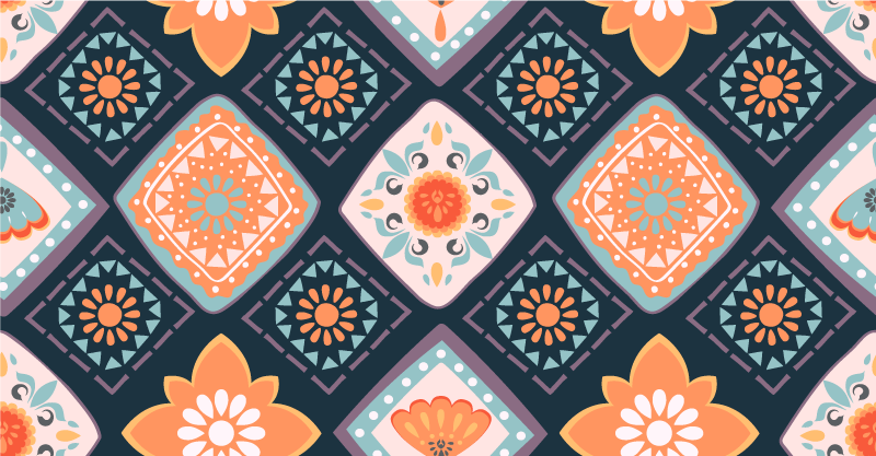 Lively floral design bathroom vinyl rug - TenStickers