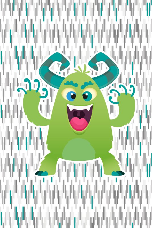 Green monster character kids vinyl rug - TenStickers