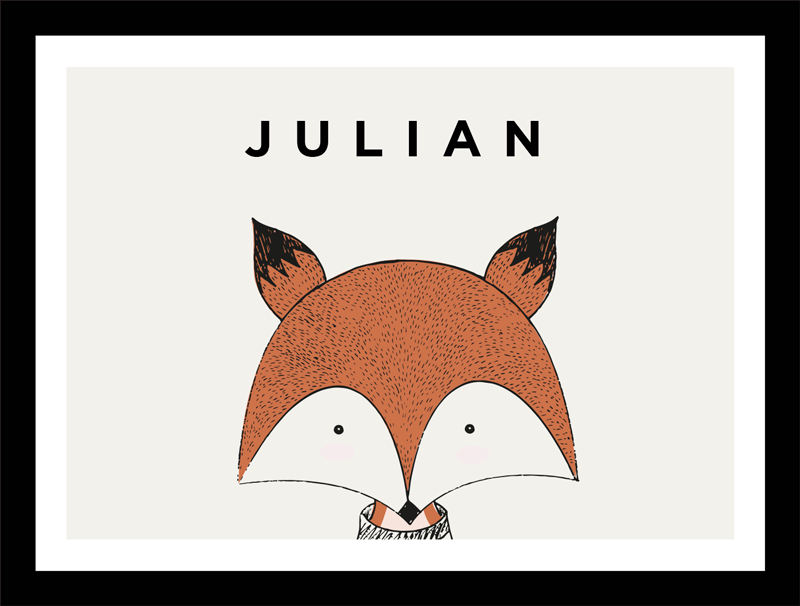 Red fox with name  personalized mat - TenStickers