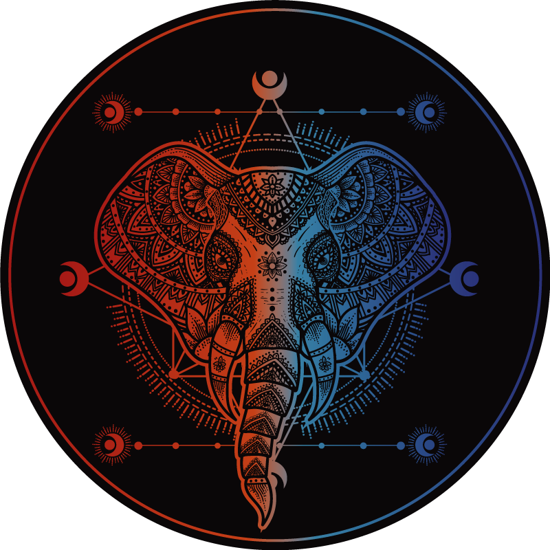 Elephant Art mandala vinyl rug - TenStickers