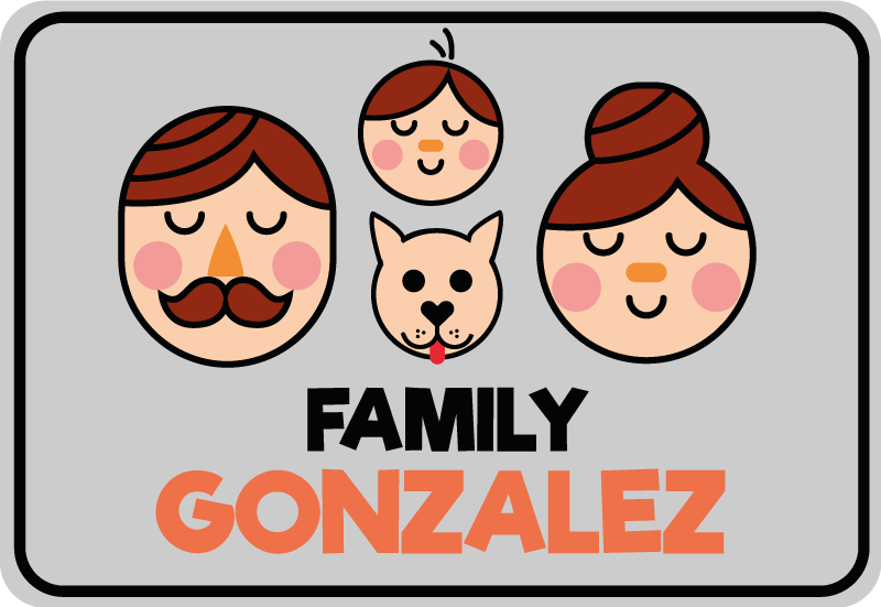 Personalized Family Illustration custom vinyl rug - TenStickers