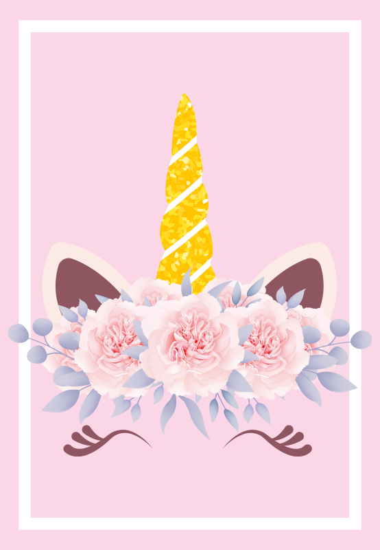 Unicorn Floral Magic kids vinyl rug - TenStickers