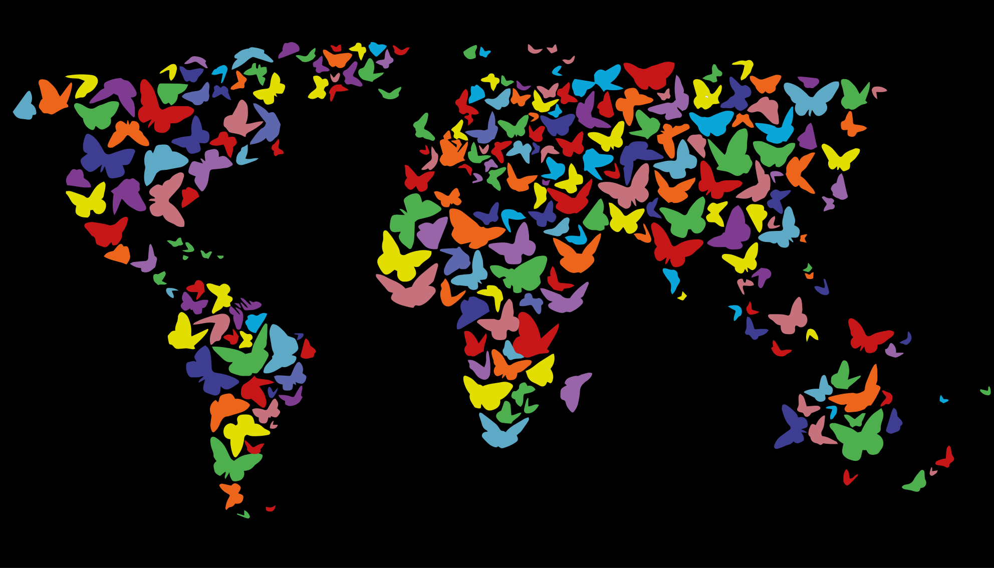 Colorful Butterfly Map world map vinyl rug - TenStickers