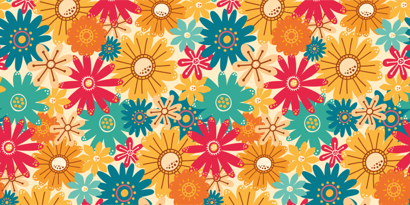 Floral vinyl rug with vibrant floral design - TenStickers